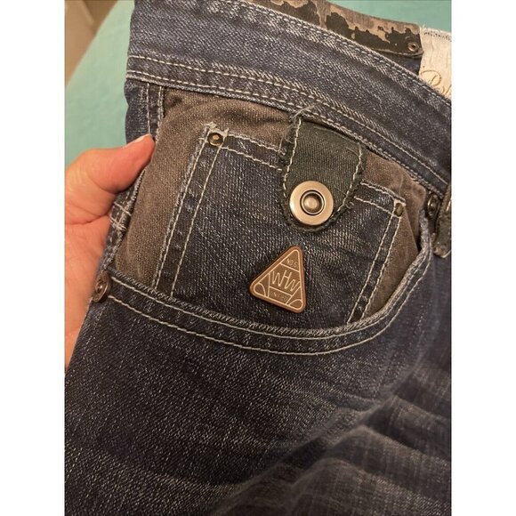 PARISH JEANS‎ health wealth wisdom & men Sz 40 Blue With Black Trim, Wide leg - Picture 9 of 16